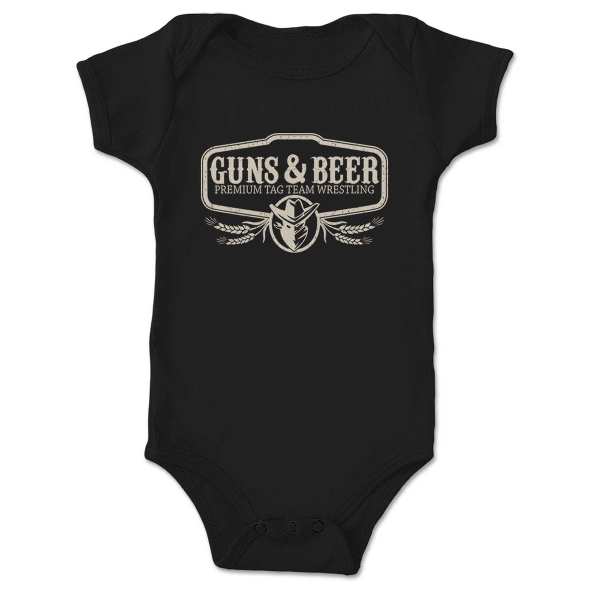 Guns & Beer Premium Tag Team Wrestling Infant Onesie Black