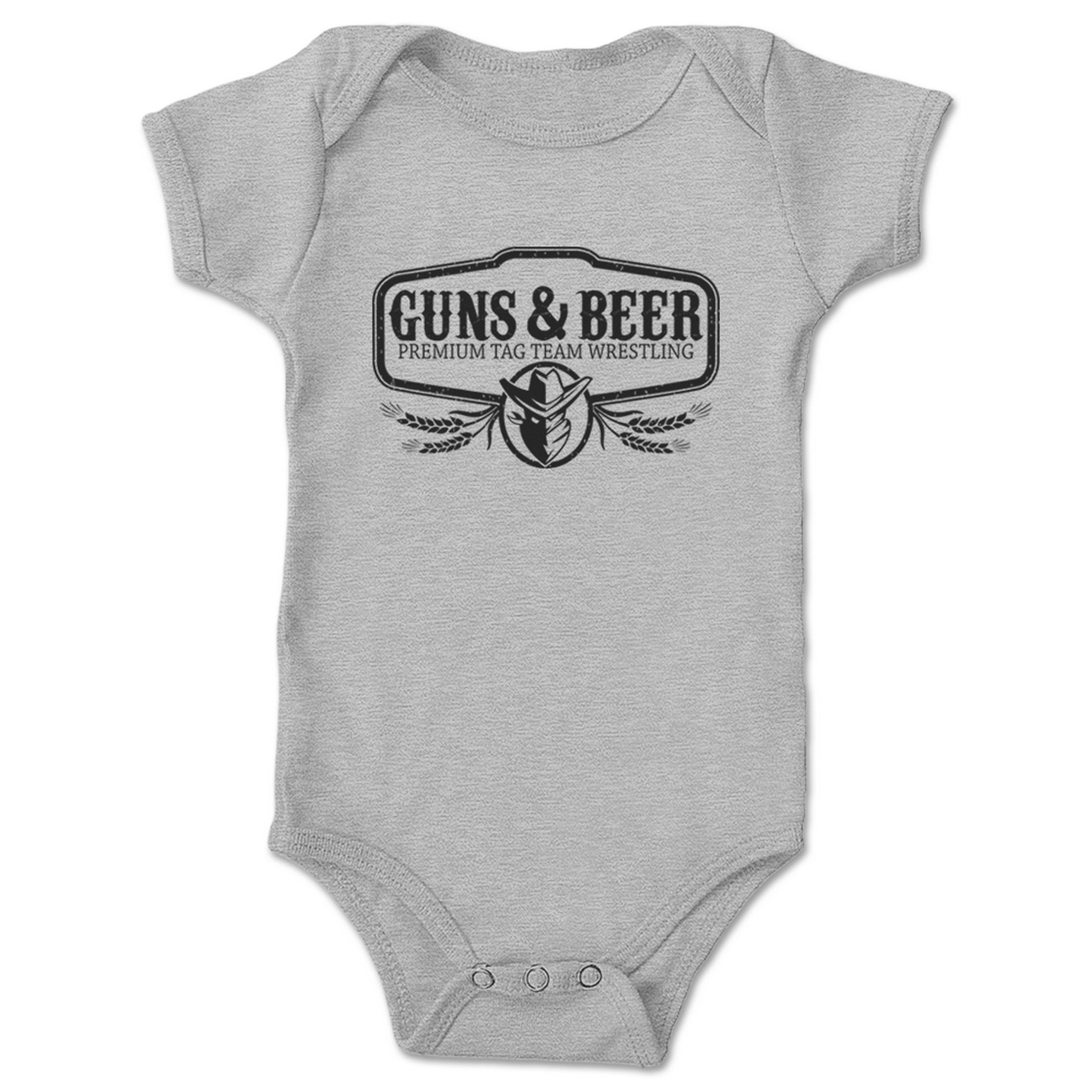 Guns & Beer Premium Tag Team Wrestling Infant Onesie Heather Grey