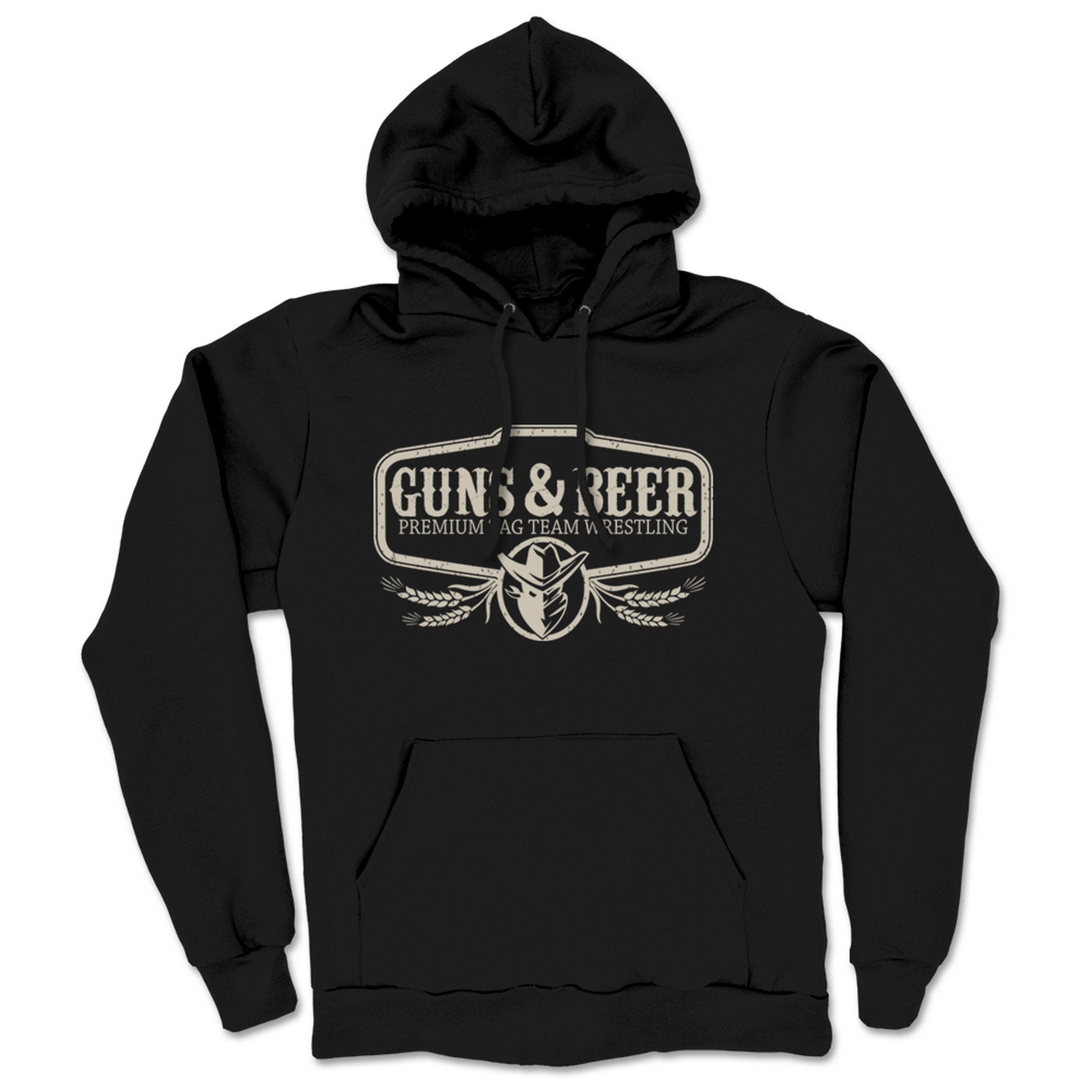 Guns & Beer Premium Tag Team Wrestling Midweight Pullover Hoodie Black