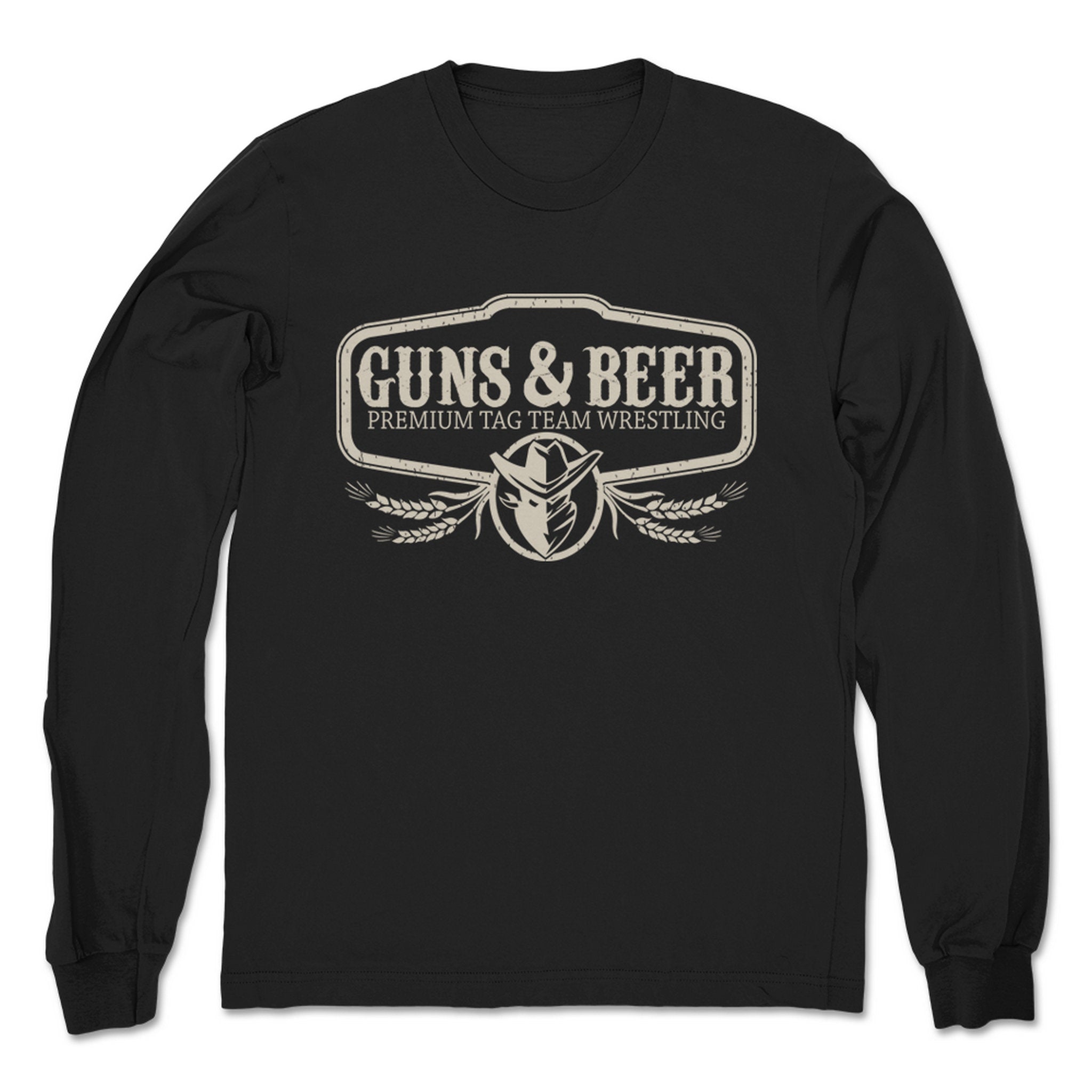 Guns & Beer Premium Tag Team Wrestling Unisex Long Sleeve Black