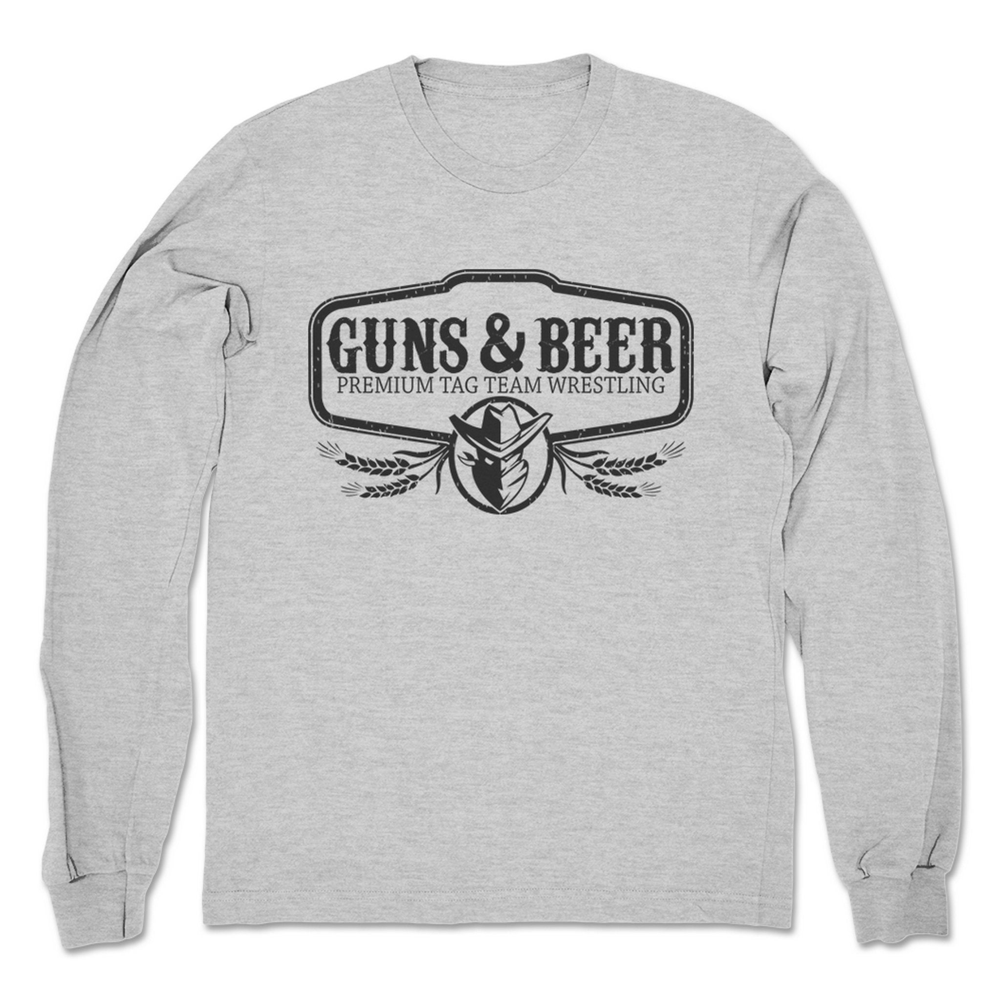 Guns & Beer Premium Tag Team Wrestling Unisex Long Sleeve Heather Grey