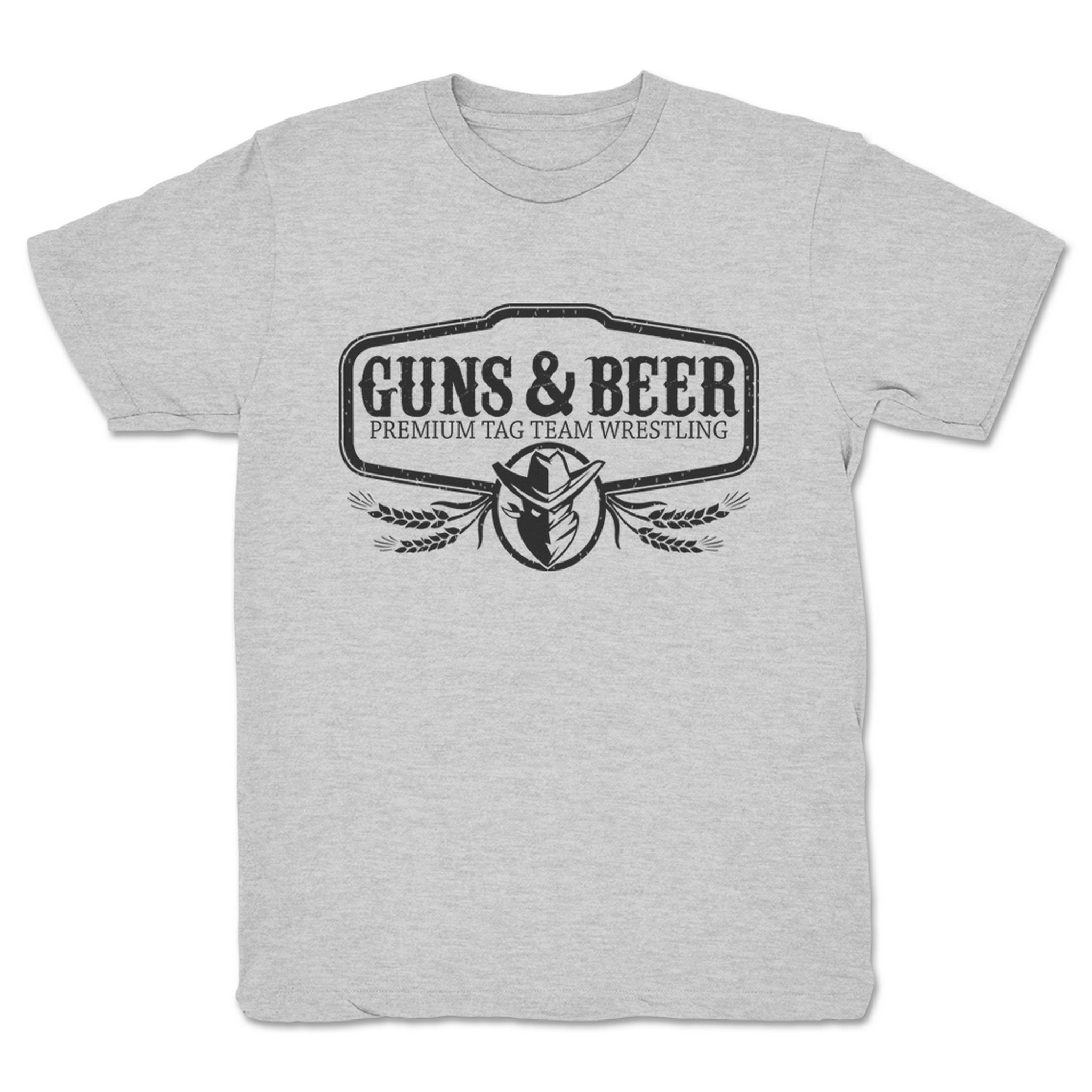 Guns & Beer Premium Tag Team Wrestling Youth Tee Heather Grey