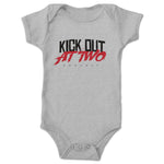 Kick Out at Two  Infant Onesie Heather Grey