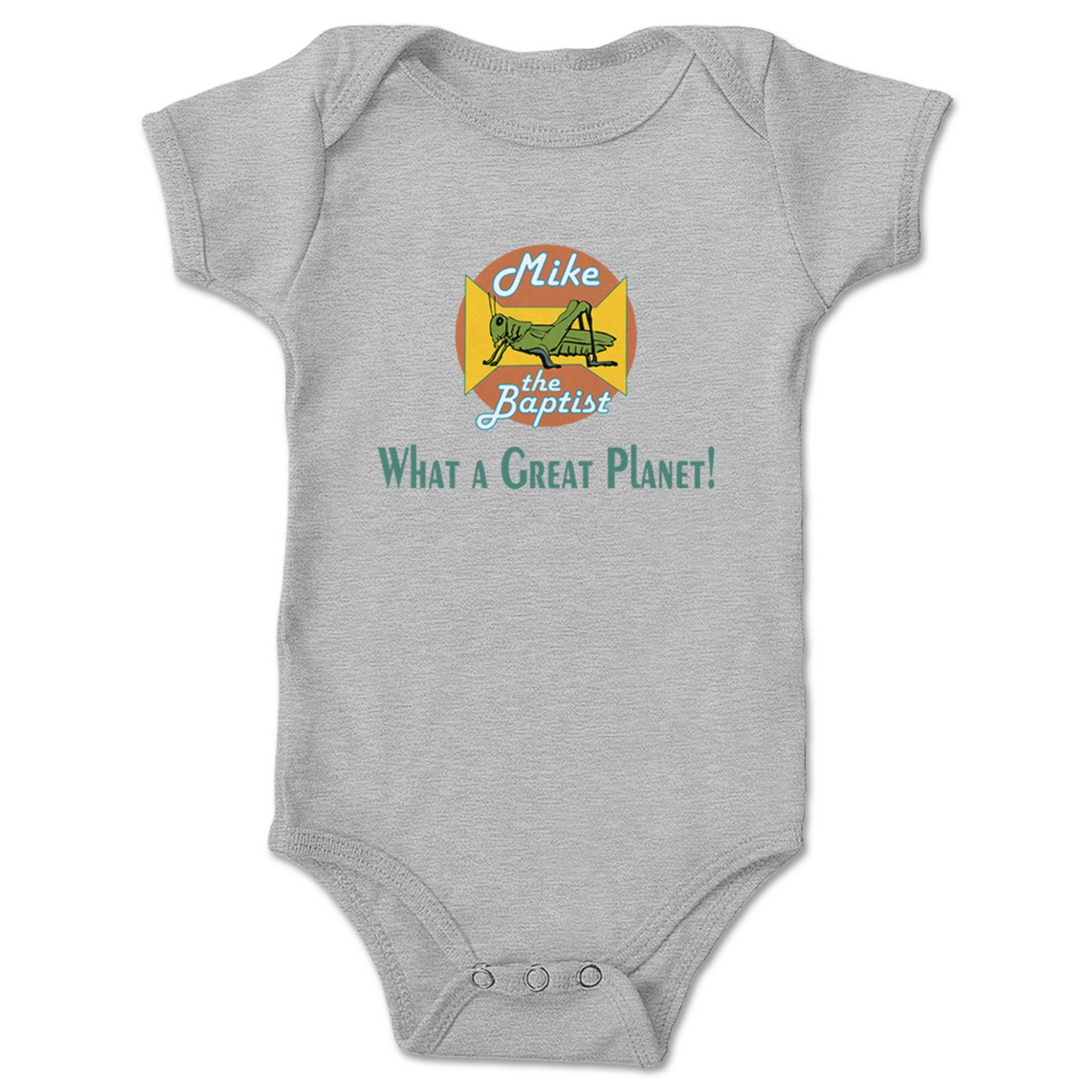 Mike the Baptist What a Great Planet (Light Colors) Infant Onesie Heather Grey