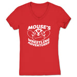 Mouse's Wrestling Adventures  Women's V-Neck Red