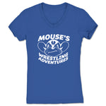 Mouse's Wrestling Adventures  Women's V-Neck Royal Blue
