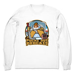 Pucks Out Podcast  Unisex Long Sleeve White