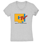 Qwantity Entertainment & Media  Women's V-Neck Heather Grey