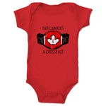 Two Canucks and a Crossface  Infant Onesie Red