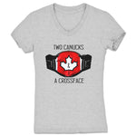 Two Canucks and a Crossface  Women's V-Neck Heather Grey