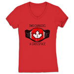 Two Canucks and a Crossface  Women's V-Neck Red