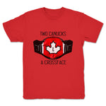 Two Canucks and a Crossface  Youth Tee Red