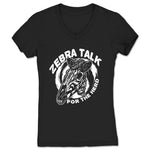 Zebra Talk  Women's V-Neck Black